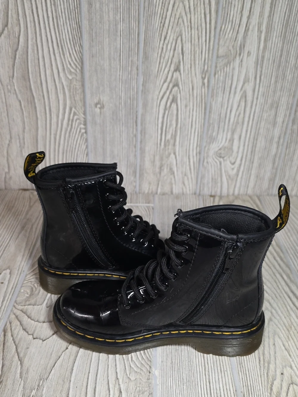 Dr. Martens Kids 1460 Black Patent Leather Combat Boots Unisex Kids Size 13